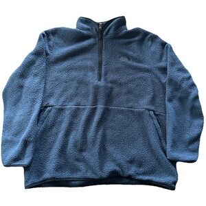 Vintage Men's North Face Half Zip Sherpa Fleece Dunraven Jacket Navy Blue 2XL